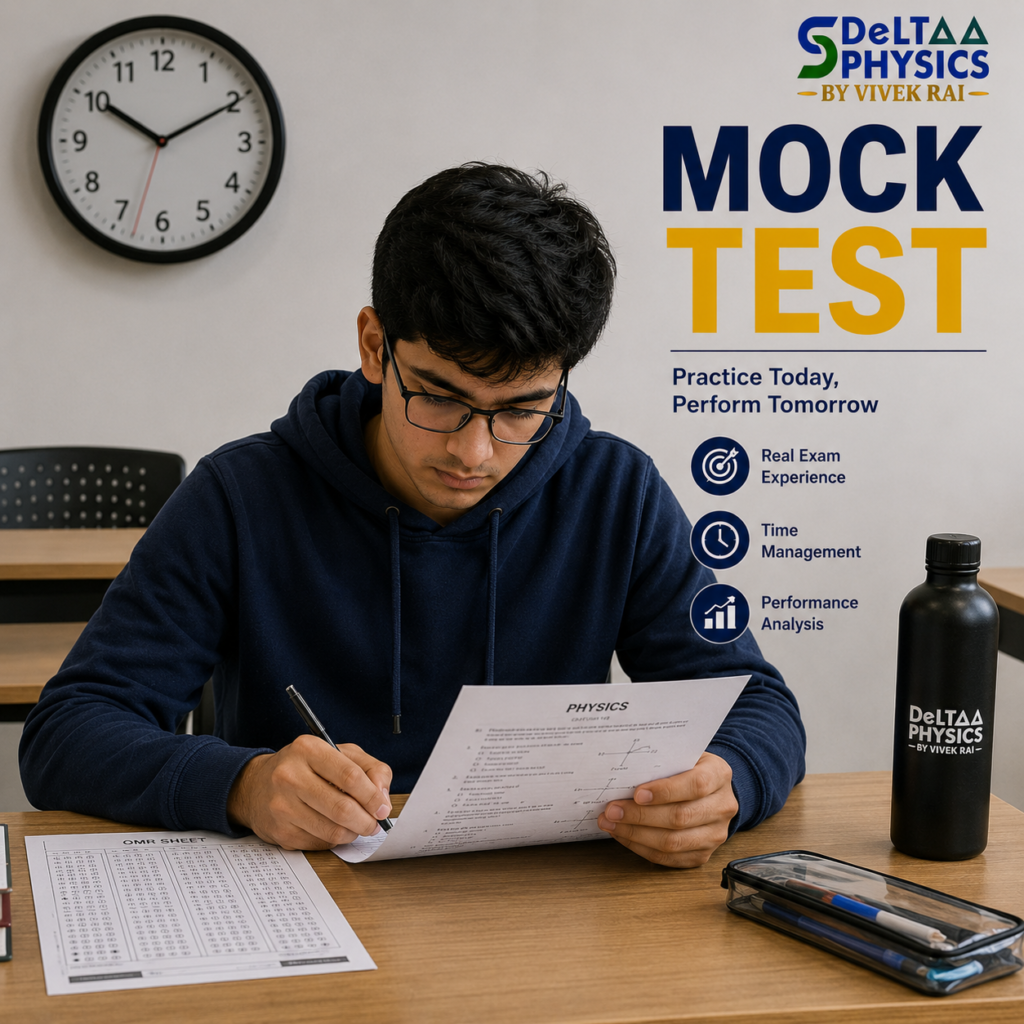 Student attempting a Physics mock test for JEE and NEET exam preparation at Deltaa Physics Institute Chandigarh